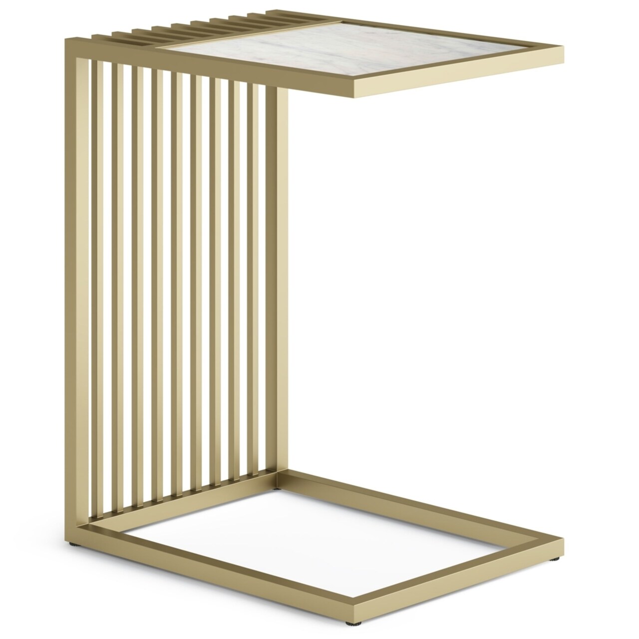 Simpli Home Dorval Contemporary 18"Metal Marble C Table In Gold Side End Table